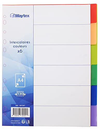 WAYTEX 931347 Register A4, 6 Tasten, neutral, Polypropylen, lebendige Farben, mit Indexen