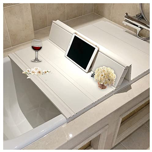 CLXRZM Foldable Bathtub Cover, 0.7cm Dustproof Waterproof Folding Dust Board Insulation Bathtub Tray Storage for Ipad Book Wineglass, White (Size : 70cm x 170cm x 0.7cm)