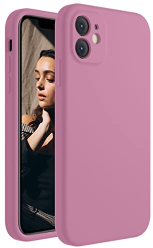 Cordking Entworfen für iPhone 11 Hülle, Silikon [Gerade Kanten] & [Kameraschutz] Verbesserte Handyhülle mit weichem, kratzfestem Mikrofaserfutter, 6,1 Zoll, Mauve
