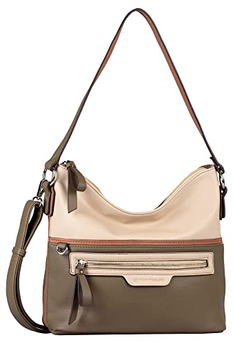 TOM TAILOR Jule Damen Hobo Bag Schultertasche Mittelgroß Beige