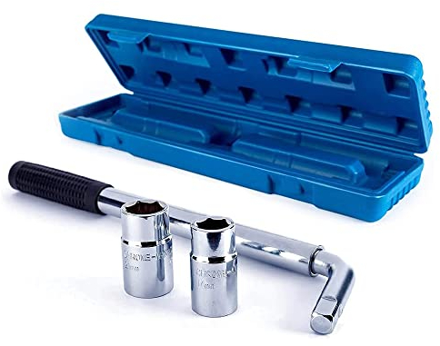 QUISTALA DrehmomentschlüSsel Zum Entfernen Von Radmuttern Mit 17/19mm Und 21/23mm NormstecknüSsen, Rutschfest, Langlebig, Einziehbar, Teleskop SteckschlüSsel FüR Reifen FüR Pkw/Van/Reifenwechsel Usw.