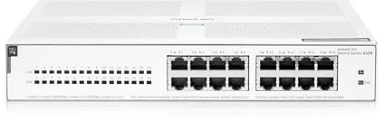 HPE Networking Instant On Switch Series 1430 16-Port Gb Unmanaged Layer 2 Ethernet Switch with PoE | 16x 1G | 16x CL4 PoE (124W) | Fan-less | UK Cord (R8R48A#ACC)