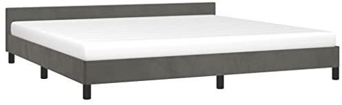 vidaXL Bettgestell mit Kopfteil, Bettrahmen mit Lattenrost, Bett Polsterbett mit Stützbeinen, Schlafzimmerbett Doppelbett, Dunkelgrau 200x200cm Samt