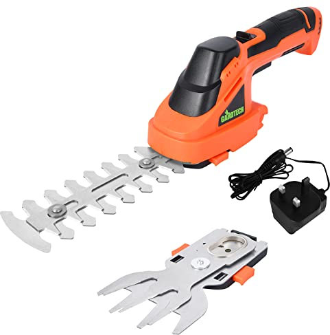 GARDTECH Battery Grass and Shrub Shears, 7.2 V Cordless Garden Shears with 1.3 Ah (Li-ion Technology), for Contouring Hedges, Grasses, 8 cm Cutting Width 13.3 cm Cutting Length