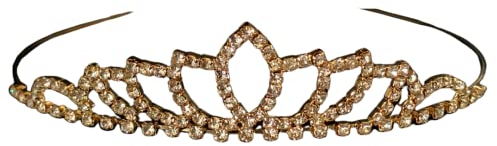 ONDEGO® GOLD Diadem Haarschmuck Tiara Hochzeit Strass Glitzer Krone Mädchen Geburtstag Goldene Hochzeit Königin Braut
