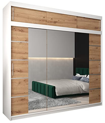 ABIKSMEBLE Armoire Porte coulissante Miroir Verona 4 - Dressing Chambre Adulte - Penderie Vetement Dressing - Garde Robe - Placard Chambre - Armoire 3 Portes - Closet