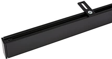 Deco-Raum Gardinenstange auf Maß Innenlauf eckig Deckenbefestigung Deckenträger Vorhangstange Flächenvorhang Schiene Innenlaufstange für Vorhänge Schwarz 200cm