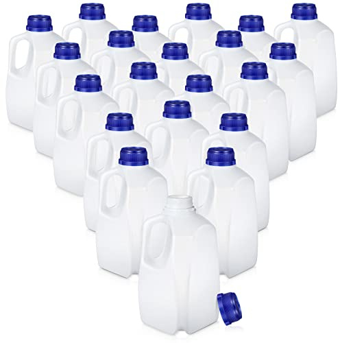 Mumufy 24 Pcs Plastic Mini Milk Jugs 32 oz Jugs with Lids Reusable and Refillable 1 Quart Plastic Containers with Lids Milk Bottles for Fridge Drinks Juice Water Sports Protein, Easy Grip