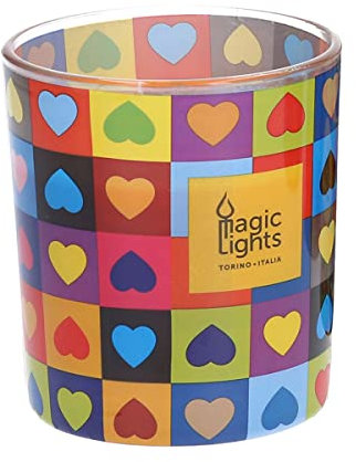 Kerze im Glas Pop Art Ø 7,5 x 8,4 cm Herzen Magic Lights