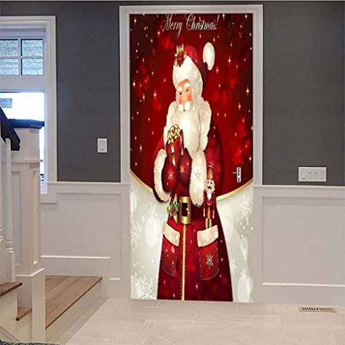 Türaufkleber Türtapete Selbstklebend Weihnachts-Schneeflocke-Geschenk 77 X 200 Cm 3D Türposter Fototapete Türfolie Wasserdichte Abnehmbare Türtapete Innentür Schlafzimmer Home Deko - Türwandaufkleber