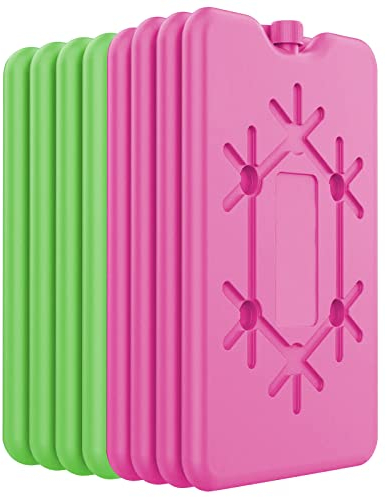 sunVigorous Bloc Glace pour glaciere - Lot de 8 pièces, Chaque de 200 millilitres-Pain de Glace pour Sac Isotherme - Un Accessoire de Refroidissement Indispensable. (Rouge, Vert 4)