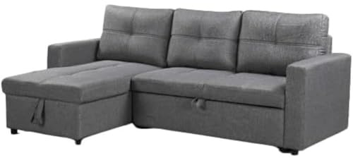 EASYMOBEL Sofá Cama Chaise Longue PAU, 215x135cm - Diseño Moderno, Almacenamiento, Gris Claro
