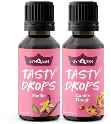 GymQueen Tasty Drops, Vanille & Cookie Dough, 2x30ml, Flavour Drops ohne Kalorien