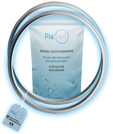 Piebert 39154 Lot de 2 joints 22 cm pour couvercle d'autocuiseur Silit Sicomatic® Gris, silicone, diamètre intérieur 22 cm, diamètre extérieur 24,5 cm pour 3 l, 4,5 l, 6,5 l, 8,5 l équivalent du