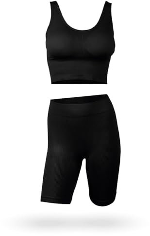 Figurformende Miederhose und Komfort BH mit Push Up ohne Bügel im Set - Stretch High Waist Shaping Hose mit Langbein - Bralette Bustier Yoga BH