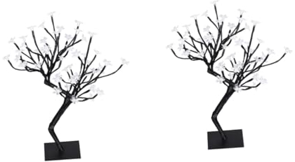 PRETYZOOM 2St Kirschbaum leuchtet Tischdekoration Innenlampe künstlicher Baum Bonsai Baum Schlafzimmerlampe dekorative Lampe LED Dekorative Lichter Geschenk licht Plastik