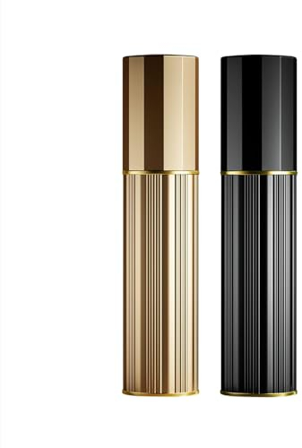 Aurdox Perfume Atomiser, Refillable & Portable Perfume Bottle for Travel, 5ml Small Spray Bottles with Bottom Pump, Dispensers for Women and Men, Leaking Proof and Luxurious Design(Black & Gold)