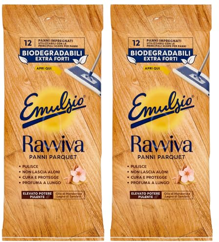 Panni RAVVIVA Parquet, Pulisce, Non Lascia Aloni, Cura e Protegge, Profuma a Lungo. Olio Di Mandorla e Legno Di Sandalo. Elevato Potere Pulente (Confezione Da 12 Panni Impregnati) (2)