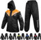 BYKR Wasserdichter Motorrad-Regenanzug für Damen und Herren, 2-teilig, atmungsaktiv und winddicht, Schutz vor nassem Wetter, Orange/Abendrot im Zickzackmuster (Sunset Chevron), X-Large