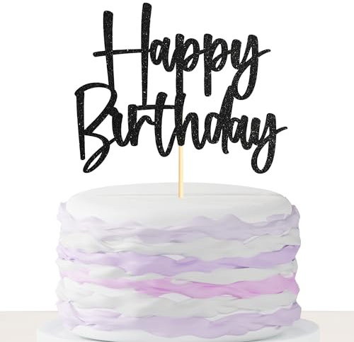 Sumerk 1 Stück Black Happy Birthday Cake Topper Happy Birthday Cake Decoration Birthday Tortendeko Geburtstag Deko Junge Frau Tortendeko Geburtstag mann