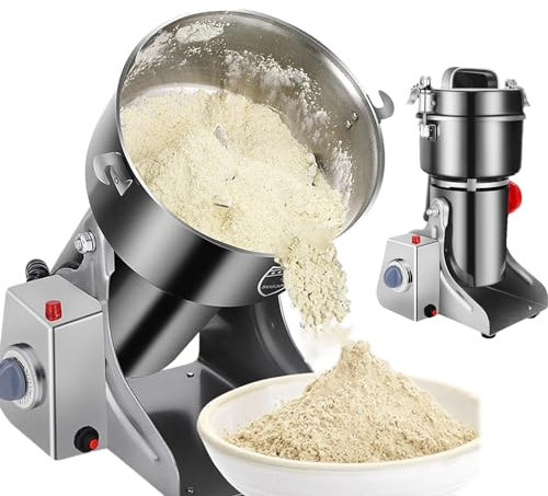 Electric Grain Mill Grinder Corn Grinder,Electric Grain Mill,with Overload Protection& 5min Timer Mill, Stainless Steel Spice Grain Mill for Dry Spice Herbs/Nut/Coffee/Rice 1000g 220v