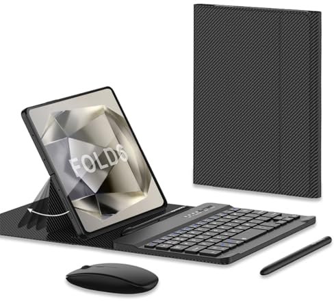 COQUE Mobile Office Accessory Kit for Samsung Galaxy Z Fold 6,Keyboard Holster/Keyboard/Pen Slot/Holder Case/Folding Leather Case Office Kit-Carbon Fibre