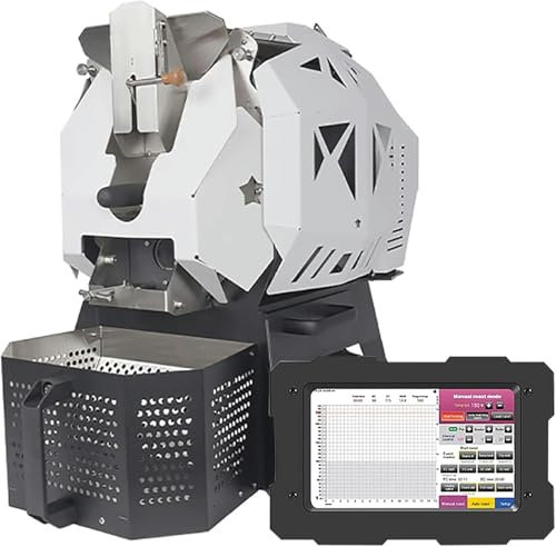 Commercial Coffee Roaster Machine Automatic Coffee Bean Roaster 400g/600g/1200g, Hot Air Coffee Bean Roasting Machine with Temperature Curve & Automatic Chaff Collector Rapid Cooling 400g 400g yellow