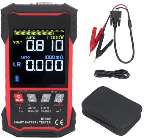 Mavaol Digitaler Autobatterietester, mit 0 bis 120 V Gleichspannung und 0 bis 500 Ω Innenwiderstandsmessung, Niedrig-Hoch-Alarm, Gesundheitsanzeige, für Motorrad, LKW, Boot