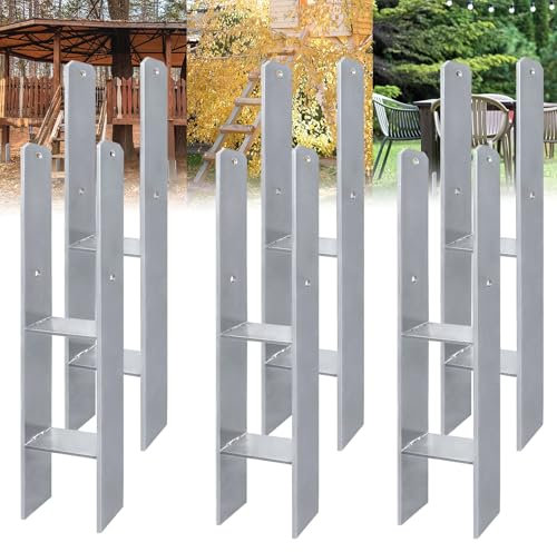 ACXIN 6 Stück H-Pfostenträger - H-Anker Pfostenanker aus rostfreiem Stahl mit Beschichtung für stabile Installationen im Freien, 121x600mm, 5mm Materialstärke