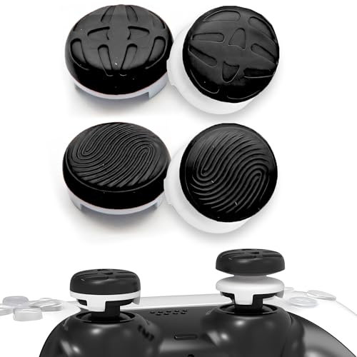 TEUVO Thumb Joystick Copri Analogici Compatibile per PS4 e PS5 Controller, 4 Pezzi Silicone Thumbsticks Grip per Migliorare Obiettivo/Controllo/Accuratezza & Ridurre lo Slittamento del Pollice, Nero