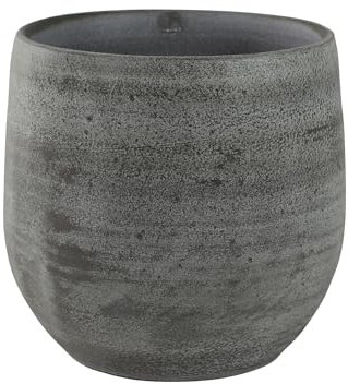 Indoor-Helden Blumentopf Esra Ø 18 cm Höhe 16 cm, handgefertigter Keramik-Übertopf Grau, Pflanzentopf, Pflanzgefäß & Übertöpfe für Zimmerpflanzen