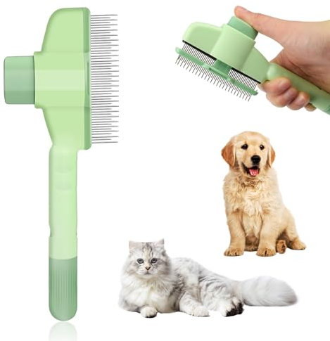 Selbstreinigender Flohkamm für Haustiere, Läusekamm Katze Hund Flohkamm selbstreinigender Katzenkamm Flohkamm Kamm zur Entfernung von Tierhaaren Fellpflegebürste von Schuppen oder Läusen