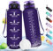 HoneyHolly Trinkflasche 1.5L, Trinkflasche Sport, mit Zeitmarkierung, Wasserflasche, Auslaufsicher, Sportflasche, Trinkflaschen, Trinkflasche Kohlensäure Geeignet für Wandern, Laufen, Radfahren