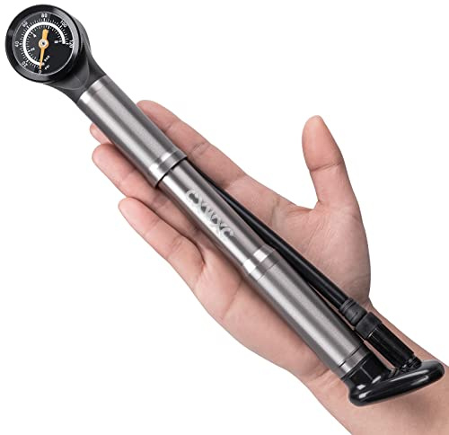 CXWXC Bike Pump Portable- Mini Bicycle Pump with Pressure Gauge Fits Presta and Schrader Valves- 120PSI High Pressure Bike Air Pump with Mounting Bracket