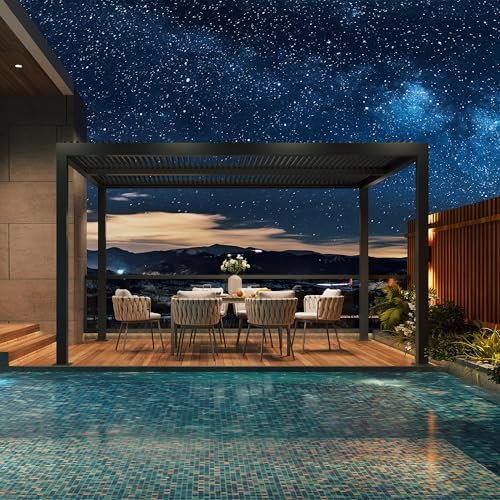 PURPLE LEAF Pergola Bioclimatica 4 x 3,3 m Pergolato da Giardino Lame Orientabili Area 13,2 m² Gazebo Pergola Alluminio per Patio Terrazza Esterno, Grigio