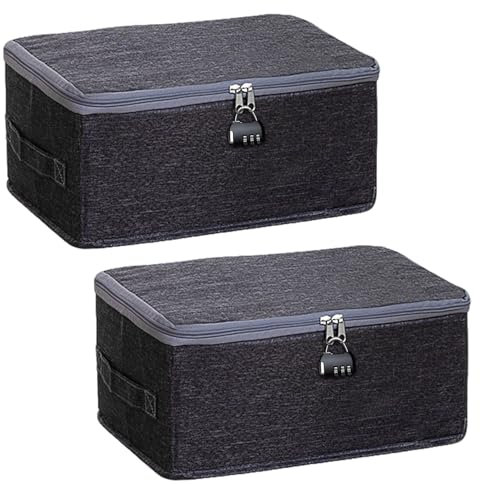 arrderly 2 cajas con cerradura, cajas de almacenamiento, caja de tela plegable con asas, caja con cerradura para ropa, juguetes (30 x 20 x 14 cm)