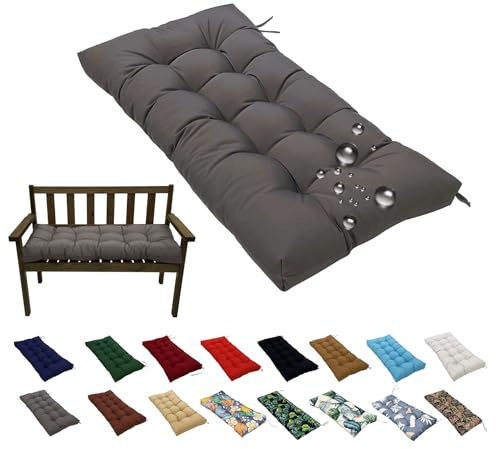 NIDSNID Sitzauflagen GartenmöBel,130x50cm wasserdichte Sitzkissen Outdoor (8 cm Dick),Kissen Outdoor,Sitzpolster Bank Polster FüR Sitzbank Gartenbank Und Paletten Bankkissen Indoor (Grau)