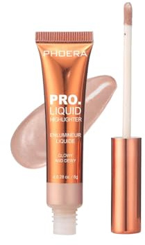 PHOERA Pro Glow Liquid Highlighter Wand – Dewy Face & Body Shimmer Makeup – Long-Lasting Lightweight Illuminating Highlighter – Buildable, Vegan, 4 Shades (303 Soft Pink)