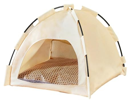 Faltbares Katzenzelt – Hundehütte, Tipi-Zelt, Haustierzelte, Hundehäuser, einfache Bedienung, Welpenhaus, waschbares Bett für drinnen und draußen, 42 x 42 x 38 cm, Haustier-Unterschlupfbetten