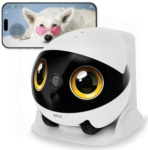 Enabot EBO Air 2S FamilyBot – Robot Cámara Mascotas 2,5K, Seguimiento IA | Batería 9–10H, Patrulla, Vídeo Bidireccional, Recarga Auto, Almacenamiento Local – Gatos, Perros y Familia