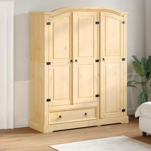Frdhee Eckkleiderschrank Schlafzimmer Kinderschrank,Kleiderschrank 151,5x52x186 cm Massivholz Kiefer,Aufbewahrungsschrank für Flur,Wohnzimmer,Schlafzimmer