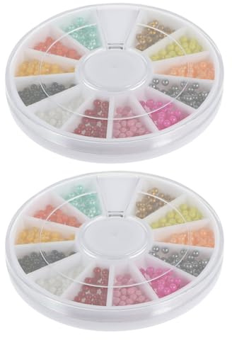AMUSLESUR 2 Box Nail Caviar Beads Nail Bead Plastic Safe for Female Personal and Professional Use