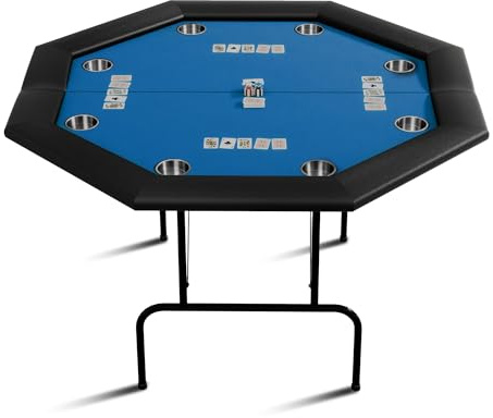 Garvee Professioneller Poker Tisch für 8 Spieler – Klappbarer Oktagon Spieltisch mit Edelstahl-Getränkehaltern, gepolstertem Rail, robusten Metallbeinen – Perfekt für Blackjack, Casino, Heimspiele und