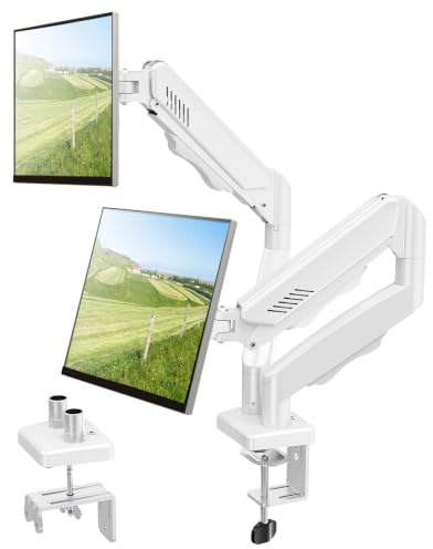 ELIVED Dual Monitor Arm for 13-32 inch Screen, Ergonomic Home Office Mount | Supports 10kg per Arm, Full Motion Height/ Tilt/ Swivel/ Rotate Adjustable, VESA 75/100 mm Compatible, Clamp & Grommet Base