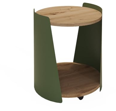 Vicco Couchtisch Lofta, Grün, 40 x 40 cm | mit Rollen für flexible Platzierung und leichte Bewegung