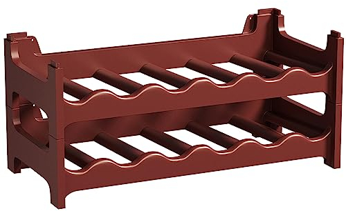 ARTECSIS Casier à Bouteilles pour 12 Bouteilles, Étagère à Vin, Range Bouteille en Plastique Brun