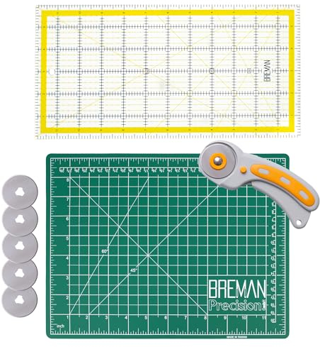 W.A. Portman Rollschneider mit selbstheilender Matte & Quiltlineal - Professionelles Quilt- & Nähset