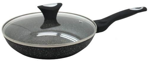 Klausberg Pfanne mit Deckel Bratpfanne 20 bis 30cm Marmor Granit Antihaft Induktion aus Serie Marmo Golden Line