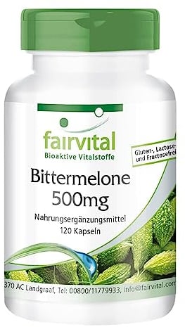 Fairvital | Melon amer 500mg avec Chrome - Fortement dosé - VEGAN - 120 gélules avec 10% de charantine