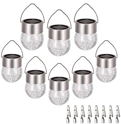 SUNWIND Hängende Solar-Kugel-Lichter für den Außenbereich, 8 Stück Modern weiß